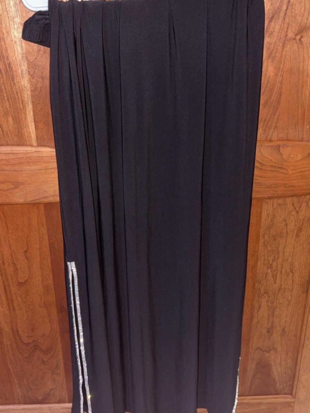 Roz & Ali Black Maxi Skirt with Silver Sequin Trim